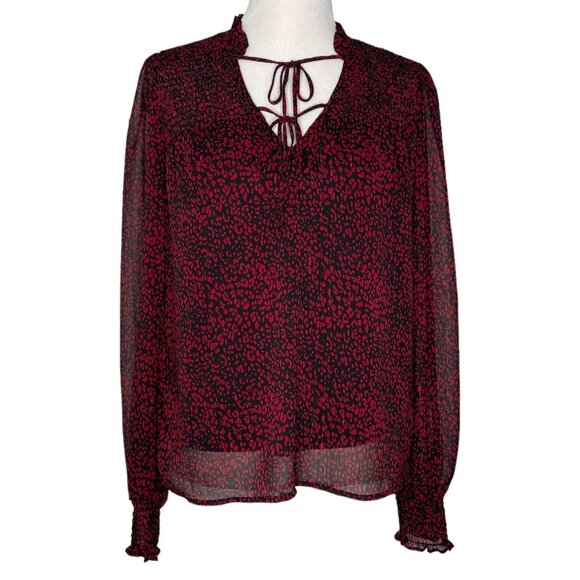Haver London Womens Blouse Size Medium Long Sleeves Semi Sheer Lined Metallic - Picture 1 of 9
